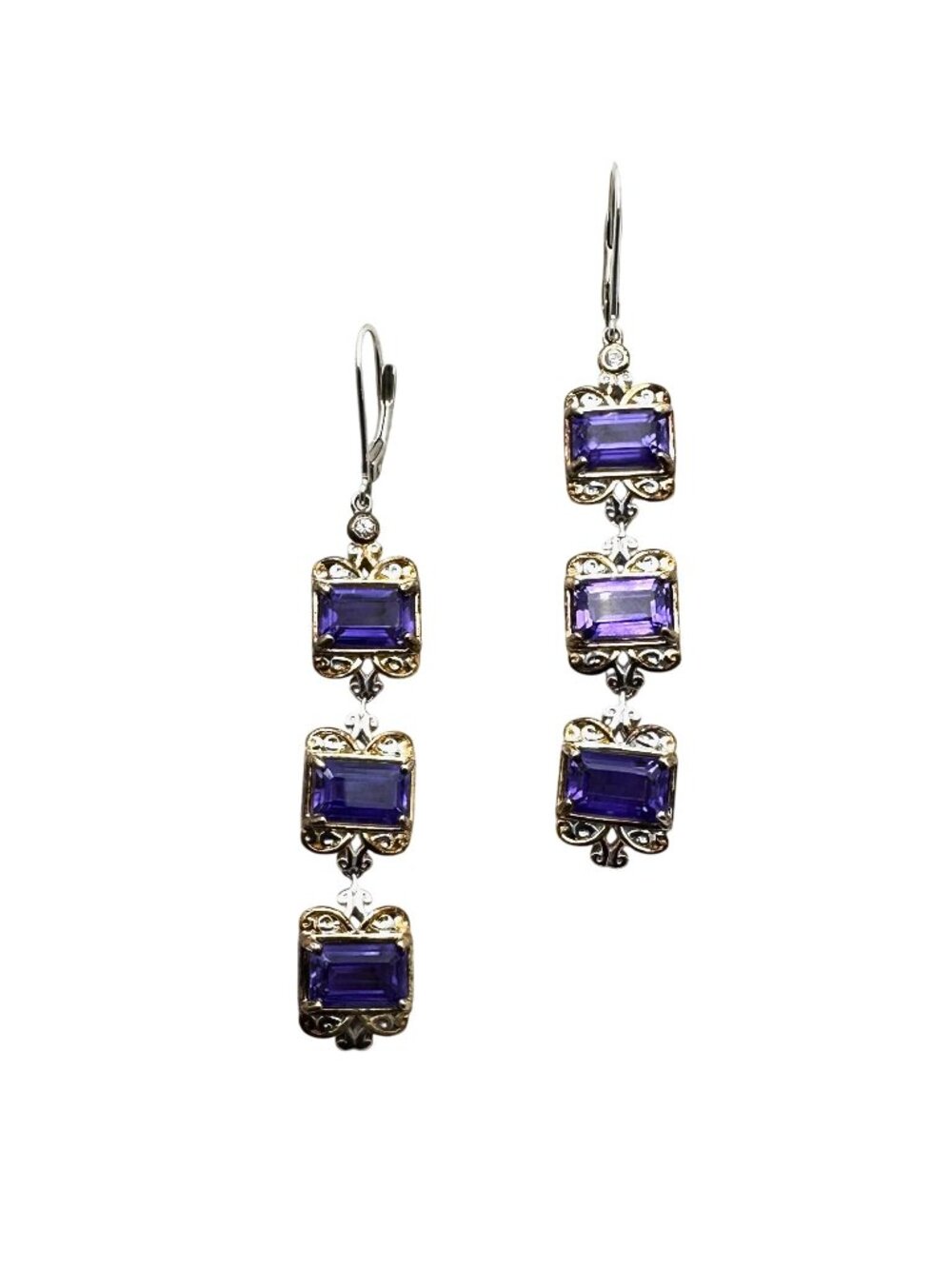 Michael Valitutti Iolite Sterling Silver Chandelier Earring Pierced 2 Inch